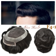 GM Hairpiece French Lace Mens Toupee Human Mens Hair Systems Skin Poly Around Lace Front Breathable Hair Pieces For Men