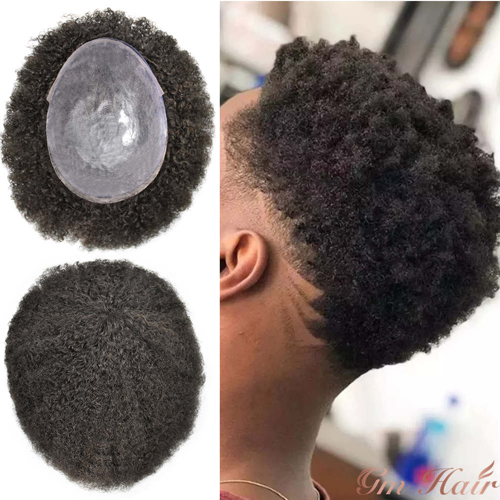 GM Hairpiece Pu Afro Toupee Kinky Curly Human Hairpieces Thin Skin ...