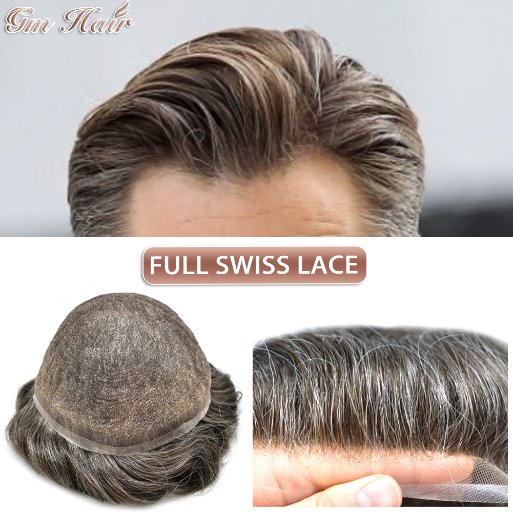 Gm Hairpiece Super Thin Full Swiss Lace Mens Toupee Soft Best Human 